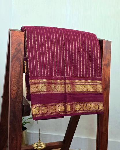 AMBA - Maroon Vaira Oosi 120-Count Pure Handloom Kanchi Cotton Saree | ATIROOP